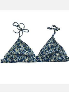 Xhilaration Bikini Top Triangle Floral String Ties Navy Blue XL
